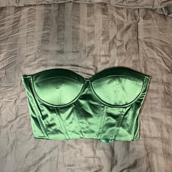 Green corset crop top with lace back - Picture 1 of 2